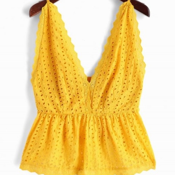 Zaful Tops - NWT Eyelet Plunging Tank Top